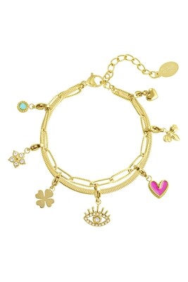 Charm-Armband „Augen auf dich“ – Gold