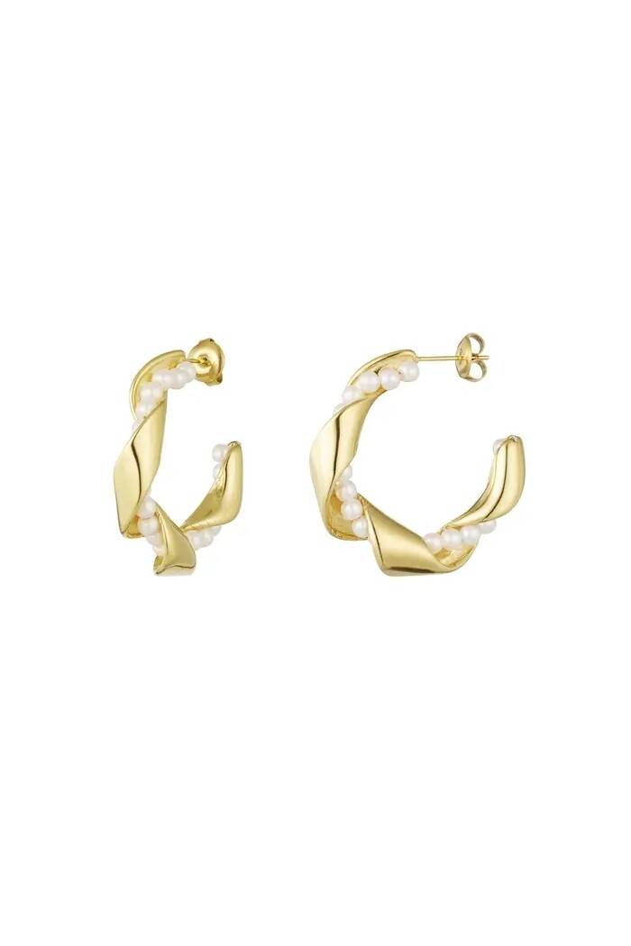 Gedrehte Perlenohrringe – Gold