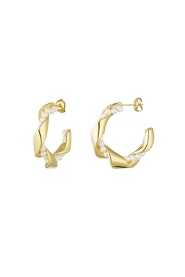 Gedrehte Perlenohrringe – Gold