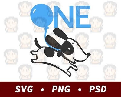 One Balloon - First Birthday - Dog SVG PNG PSD​