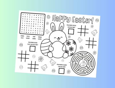 Easter Puzzles - Coloring Activity Placemat Printable PDF
