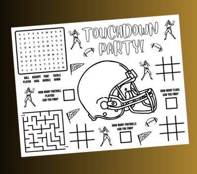 Football Puzzles - Coloring Activity Placemat Printable PDF