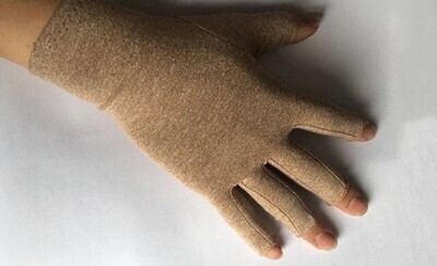 Brown half finger compression gloves