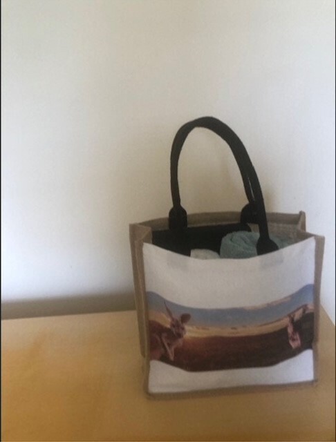 Kangaroo Jute Bag and Black Mesh Bag with long handle, FREE SHIPPING