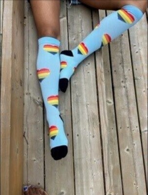 Rainbow Heart Compression Socks 15-20 mmHG