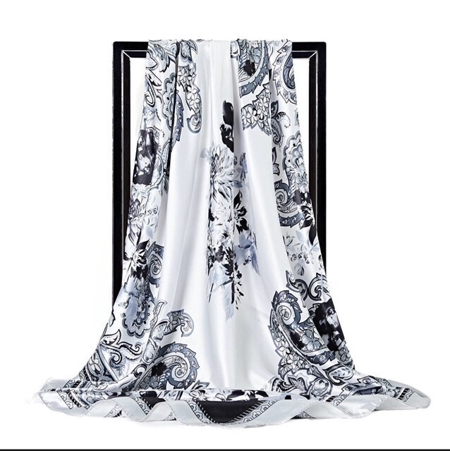 Printed Satin Long Scarf