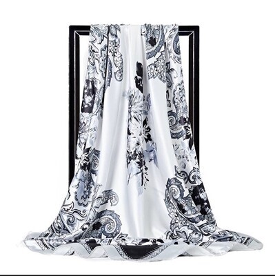 Printed Satin Long Scarf