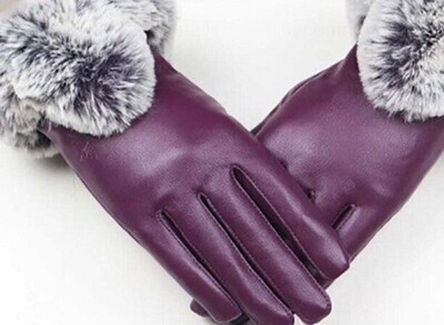 Small Fashion PU Leather Thermal Gloves, 7 inches x 3.5 inches