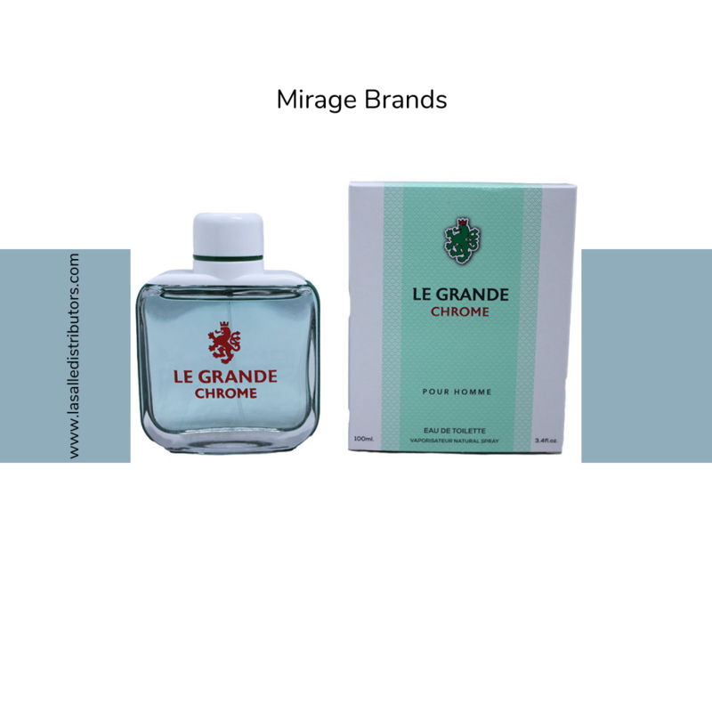 Mirage Brands 3.4 Oz EDT Spray - Le Grande Chrome (Version Of Lacoste Blanc Eau Friache)