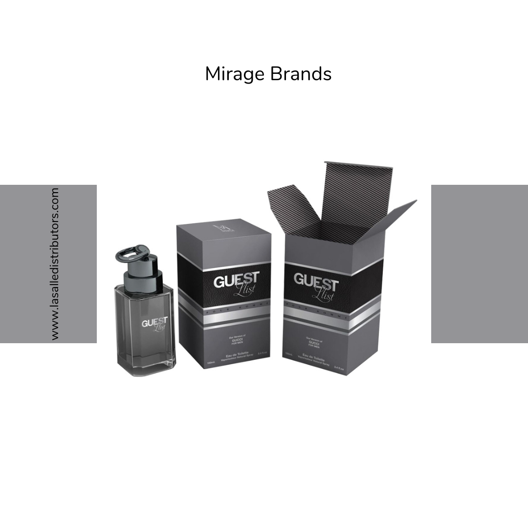 Mirage Brands 3.4 Oz EDT Spray - Guest List (Version Of Gucci For Men)