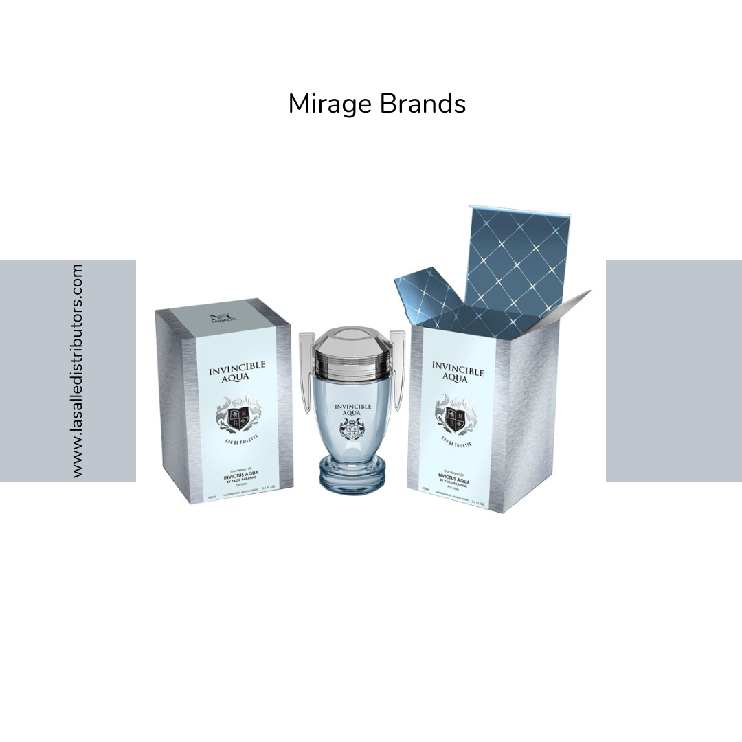 Mirage Brands 3.4 Oz EDT Spray - Invincible Aqua (Version Of Invictus Aqua By Paco Rabanne)