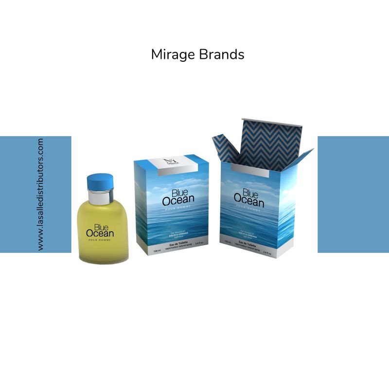 Mirage Brands 3.4 Oz EDT Spray - Blue Ocean For Men (Version Of Dolce &amp; Gabbana Light Blue)