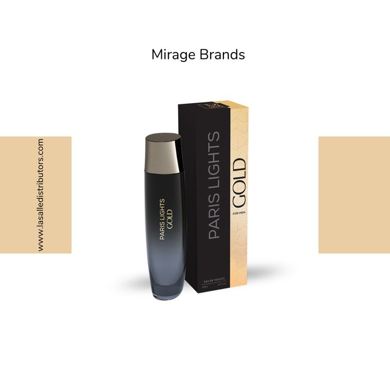 Mirage Brands 3.4 Oz EDT Spray - Paris Lights Gold (Version Of Gold Rush Man By Paris Hilton)