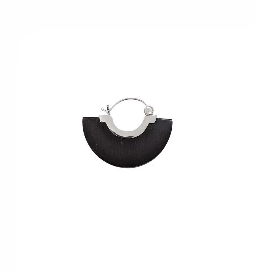 Steller Half Plate, Metal: Silver, Wood: Ebony