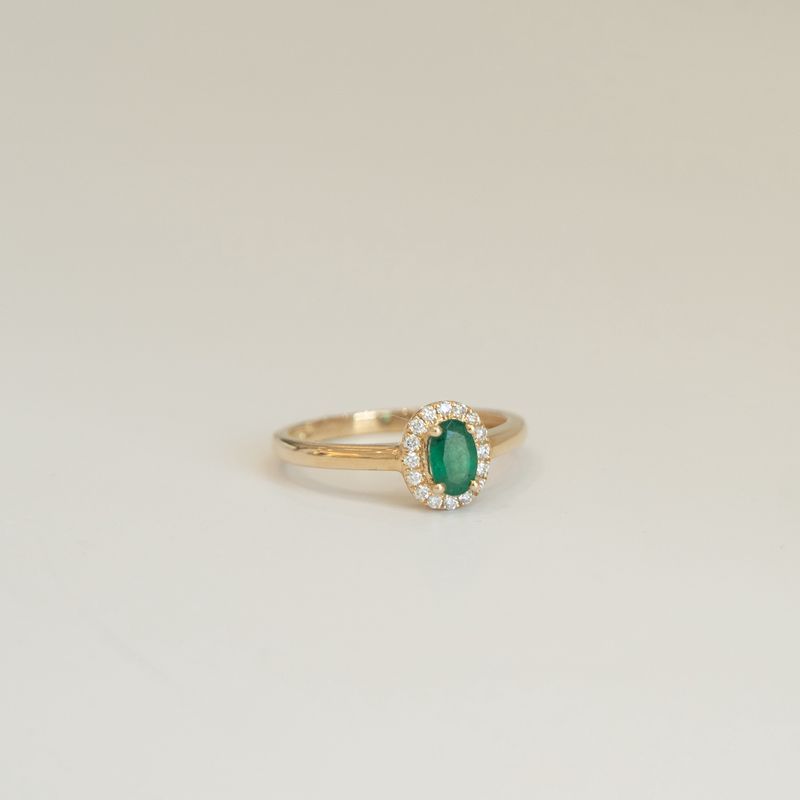 Verdant Emerald Halo Ring