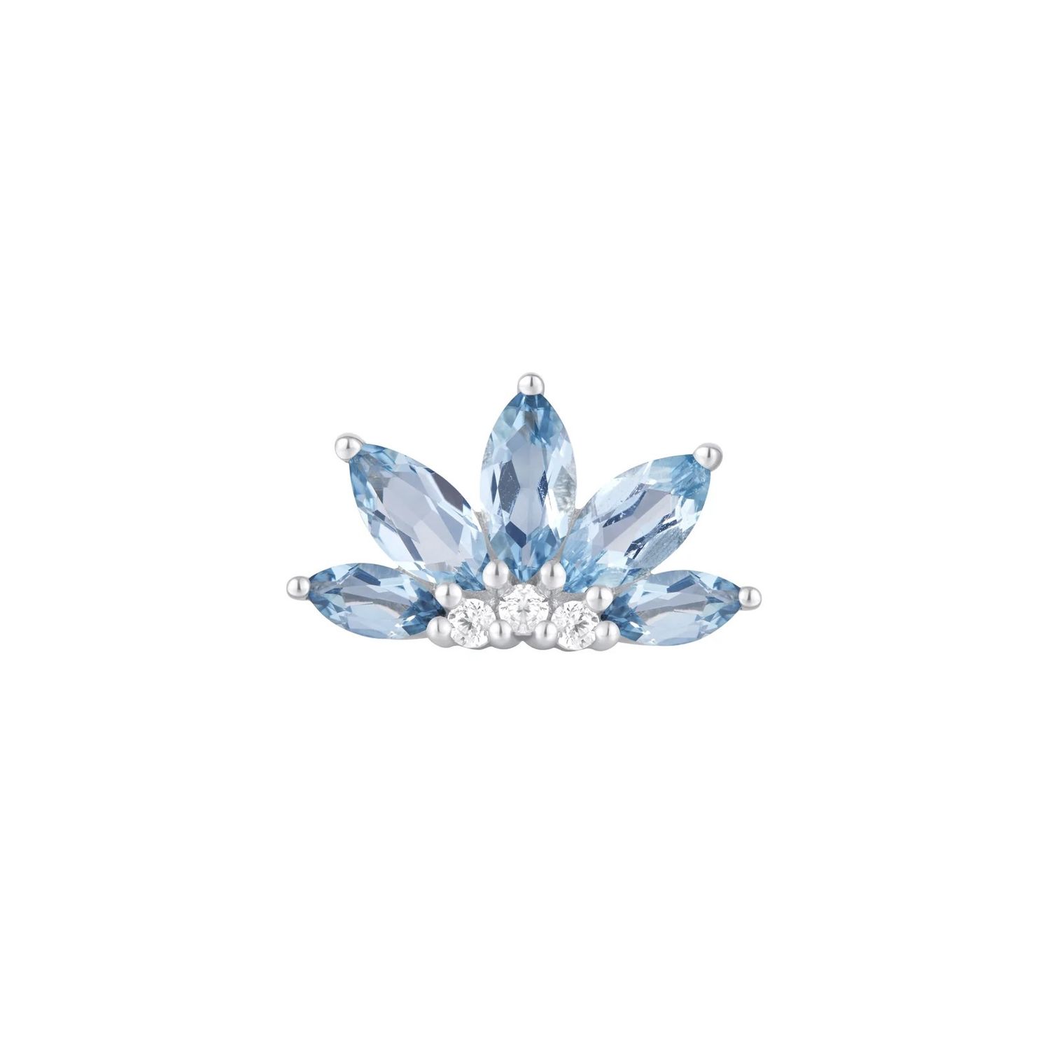 Valentina, Gold: 14k White, Type: Threadless, Stone: London Blue Topaz with Clear Cz Accents