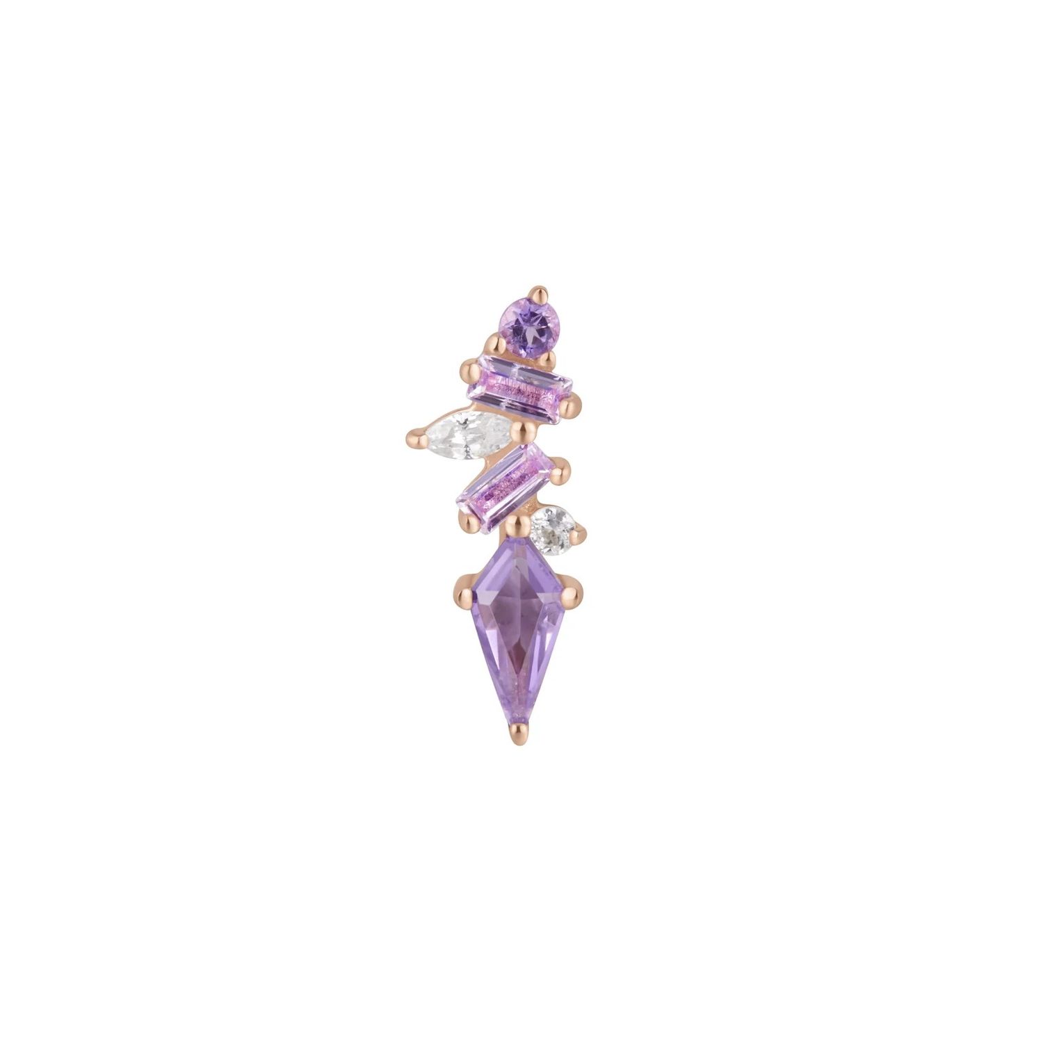 Mixt, Gold: 14k Rose, Type: Threadless, Stone: Amethyst, Pink Sapphire &amp; Topaz with a Clear Cz Ac