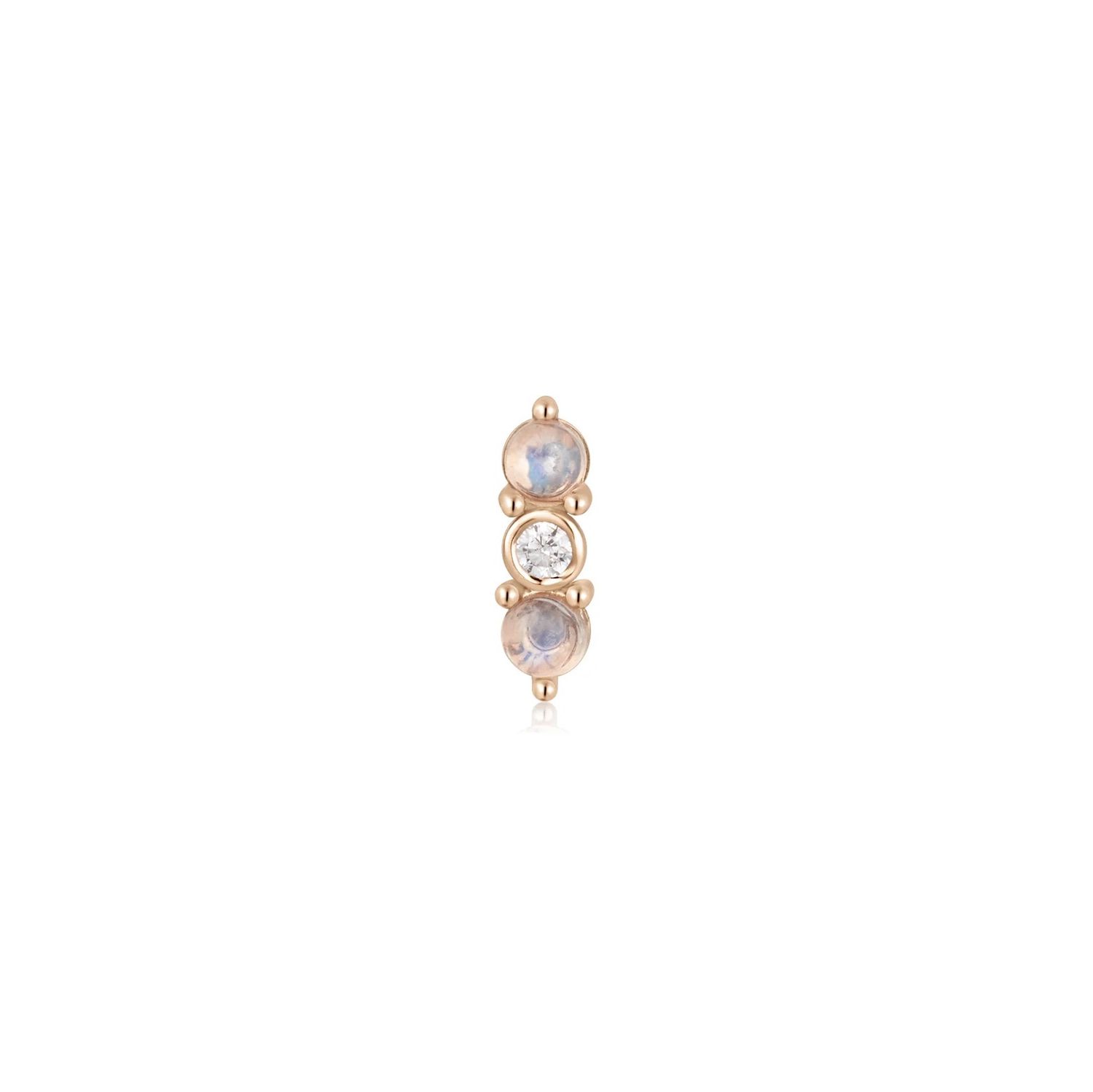 Revel, Gold: 14k Rose, Stone: Moonstone Outers with Clear Cz Center