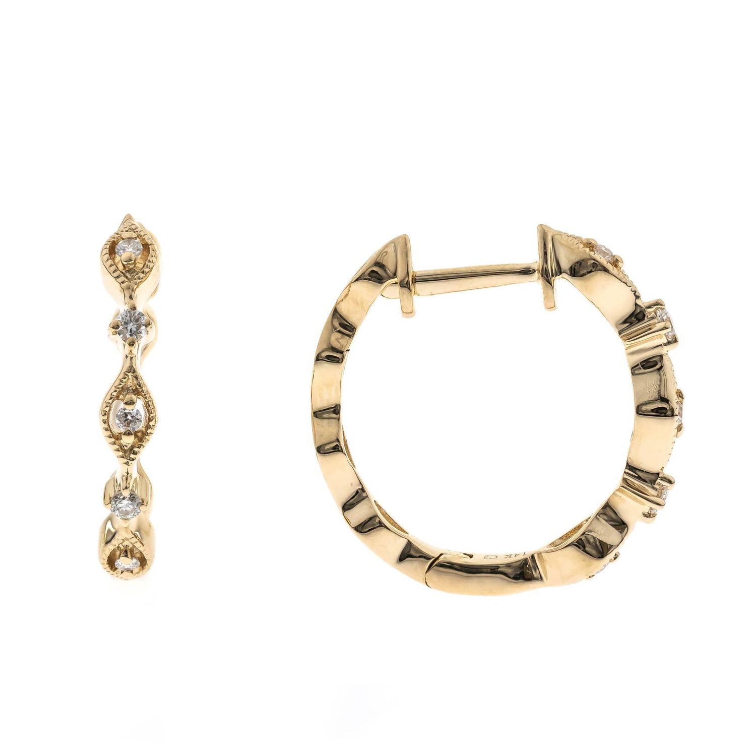 Milgrain Marquise Hoops