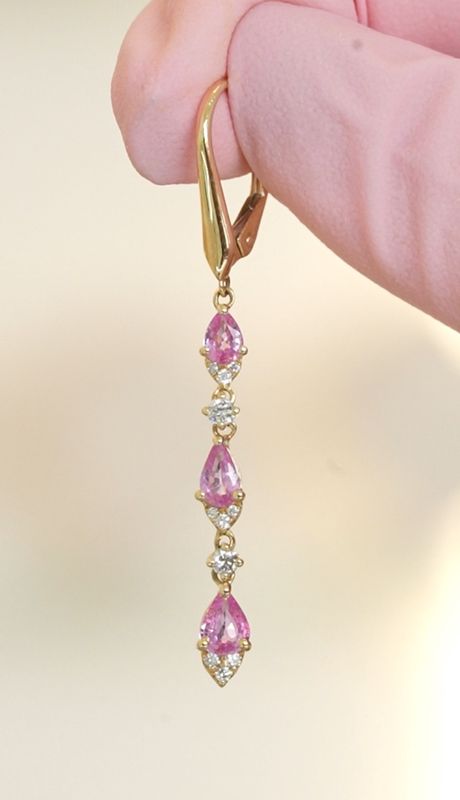 Cascade Pink Sapphire Hoops