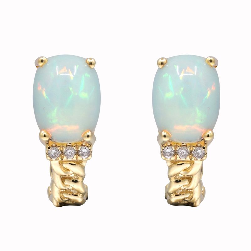 Chained Opal Huggie Hoops