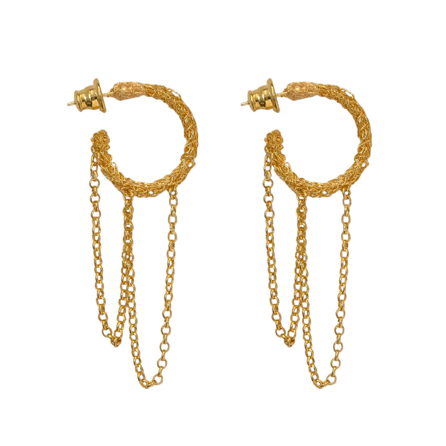 Kayan Chain Earrings, Metal: 18k Gold Plated