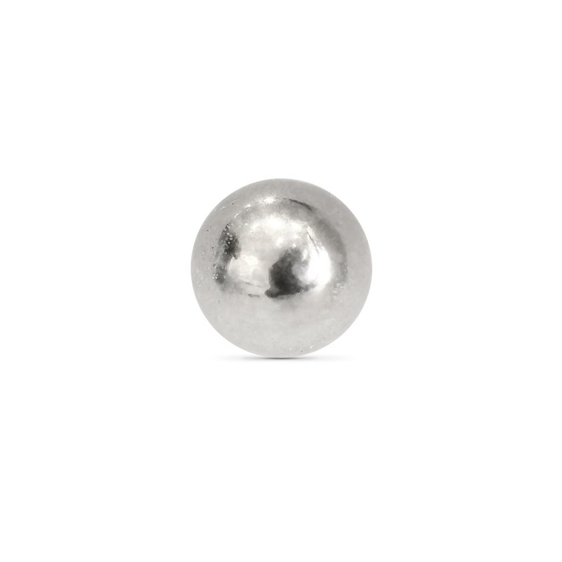 14k white gold ball, threadless design, with a smooth, reflective surface. 