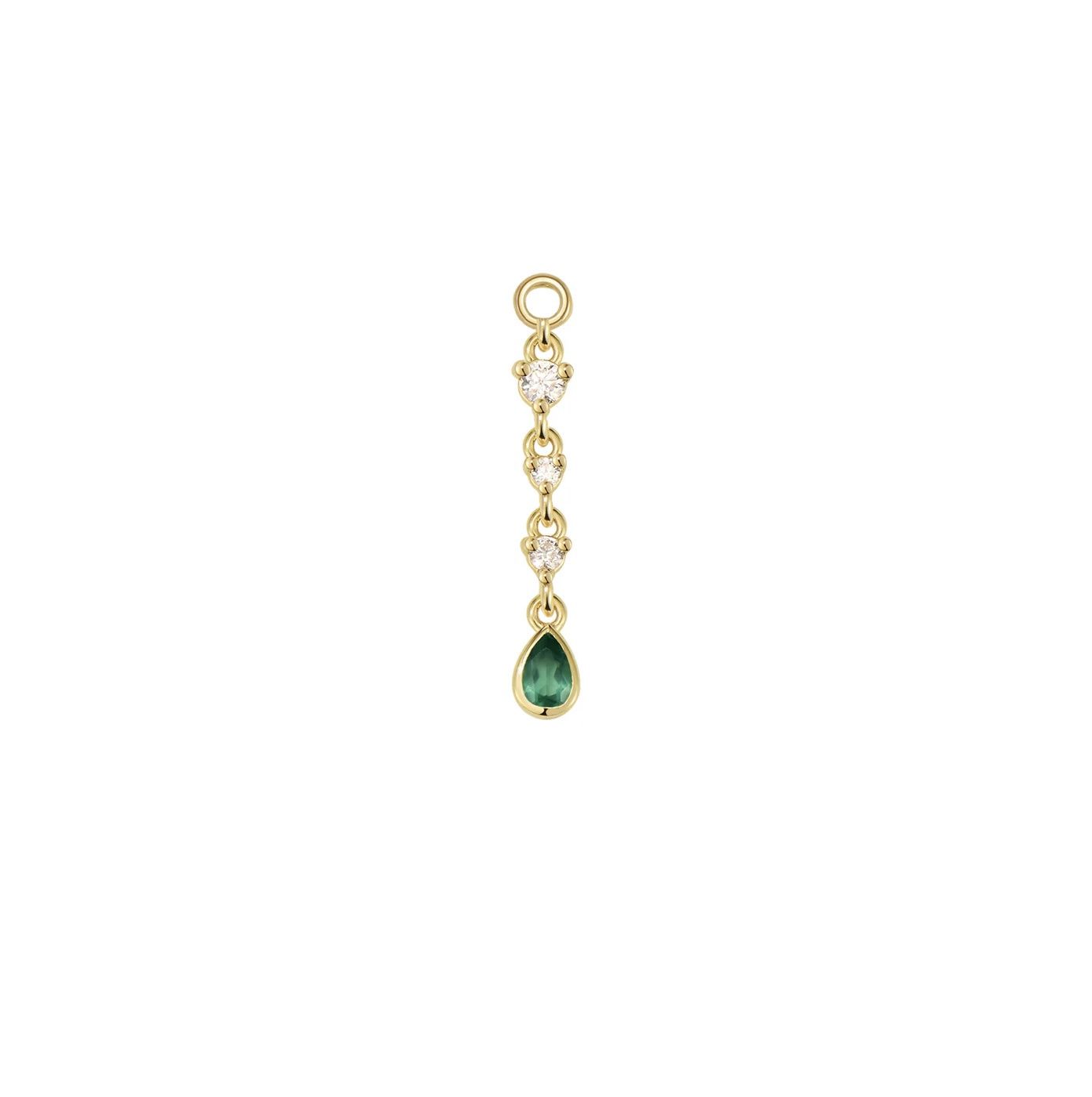 Juvia Charm, Gold: 14k Yellow, Jump Ring: Fits 16g, Stone: Diamonds &amp; Chalcedony Pear