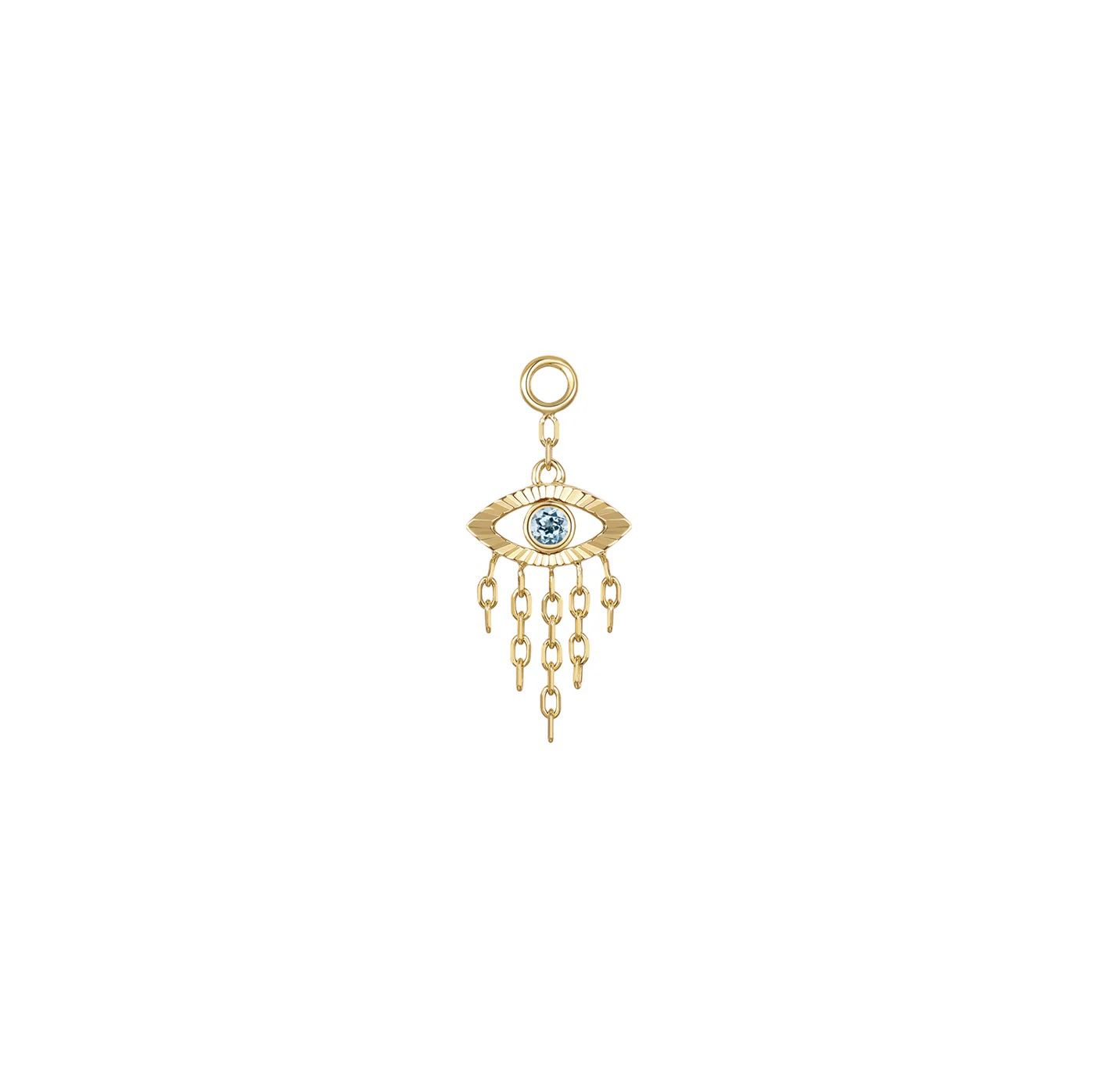 Evil Eye Charm, Gold: 14k Yellow, Jump Ring: Fits 16g, Stone: Sky Blue Topaz