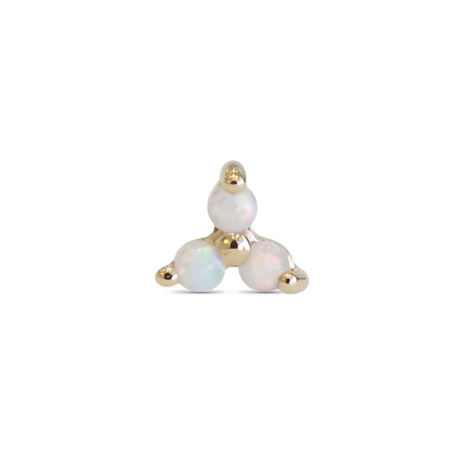 Trinity, Gold: 14k Yellow, Size: Small, Stone: Synthetic White Opal