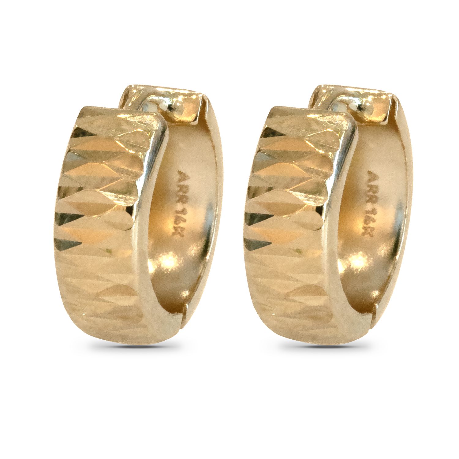 Diamond Cut Thick Huggie, Gold: 14k Yellow