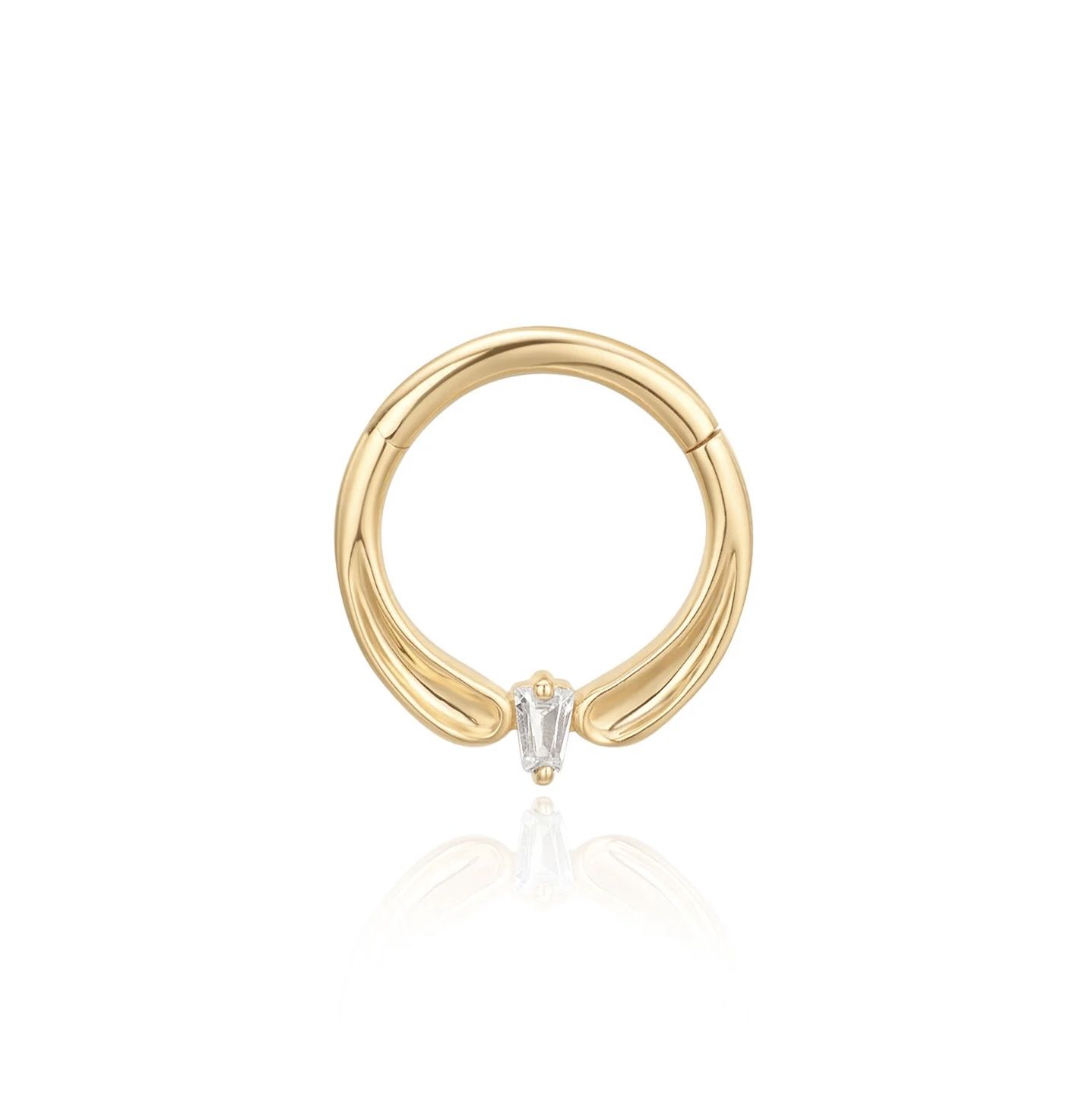 Honeymoon, Gold: 14k Yellow, Gauge &amp; Diameter: 16g | 5/16”, Stone: Clear Cz