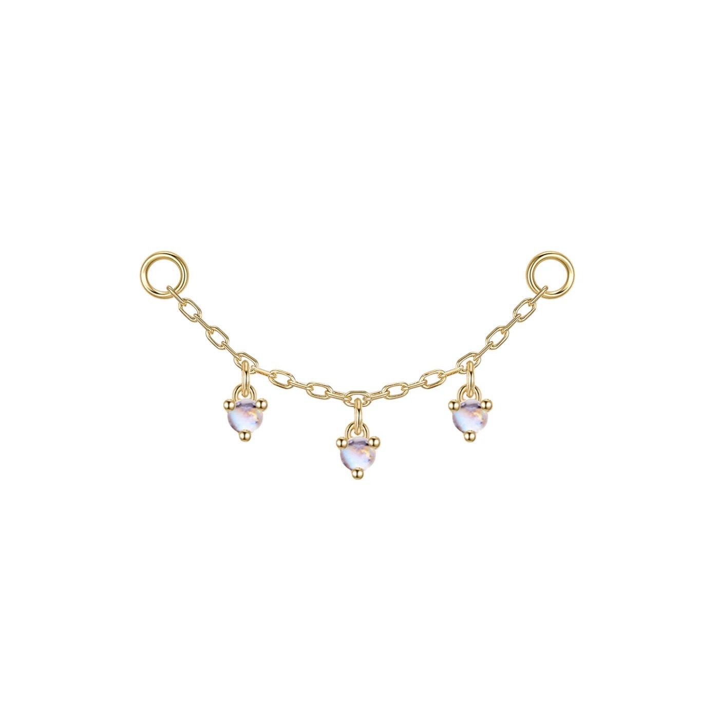 Dripping Gemstones Chain, Gold: 14k Yellow, Length: 18mm, Stone: Moonstone