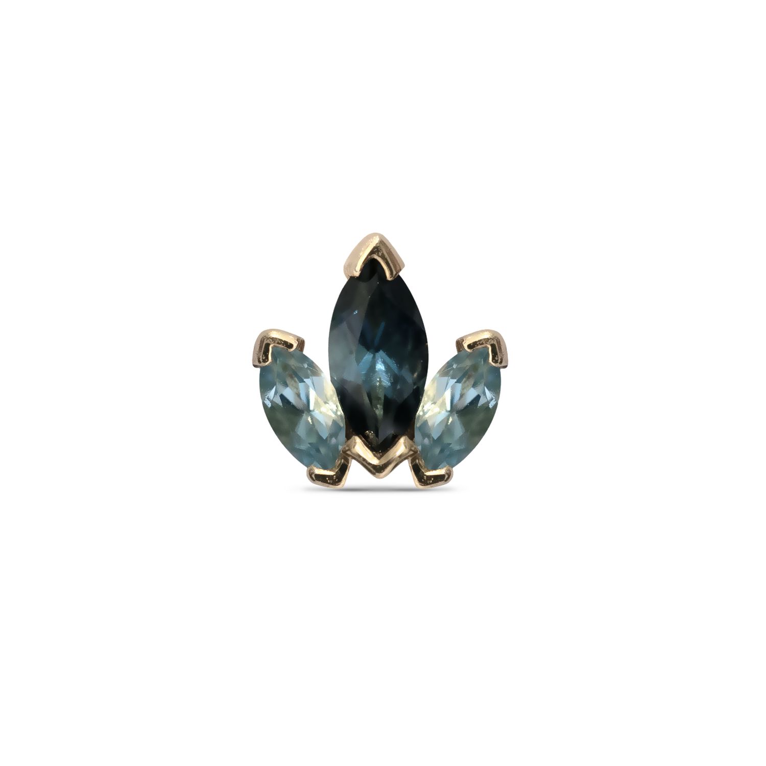 Mini AJ, Gold: 14k Yellow, Type: 16g Threaded, Stone: Swiss Blue Topaz Outers &amp; London Blue Topaz Center