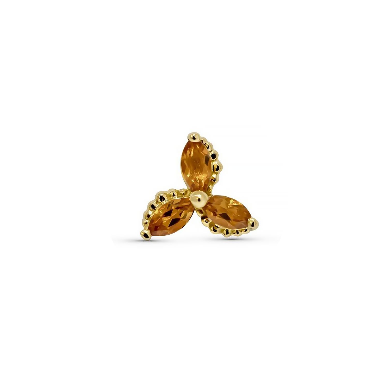 Beaded Marquise Trinity, Gold: 14k Yellow, Stone: Citrine