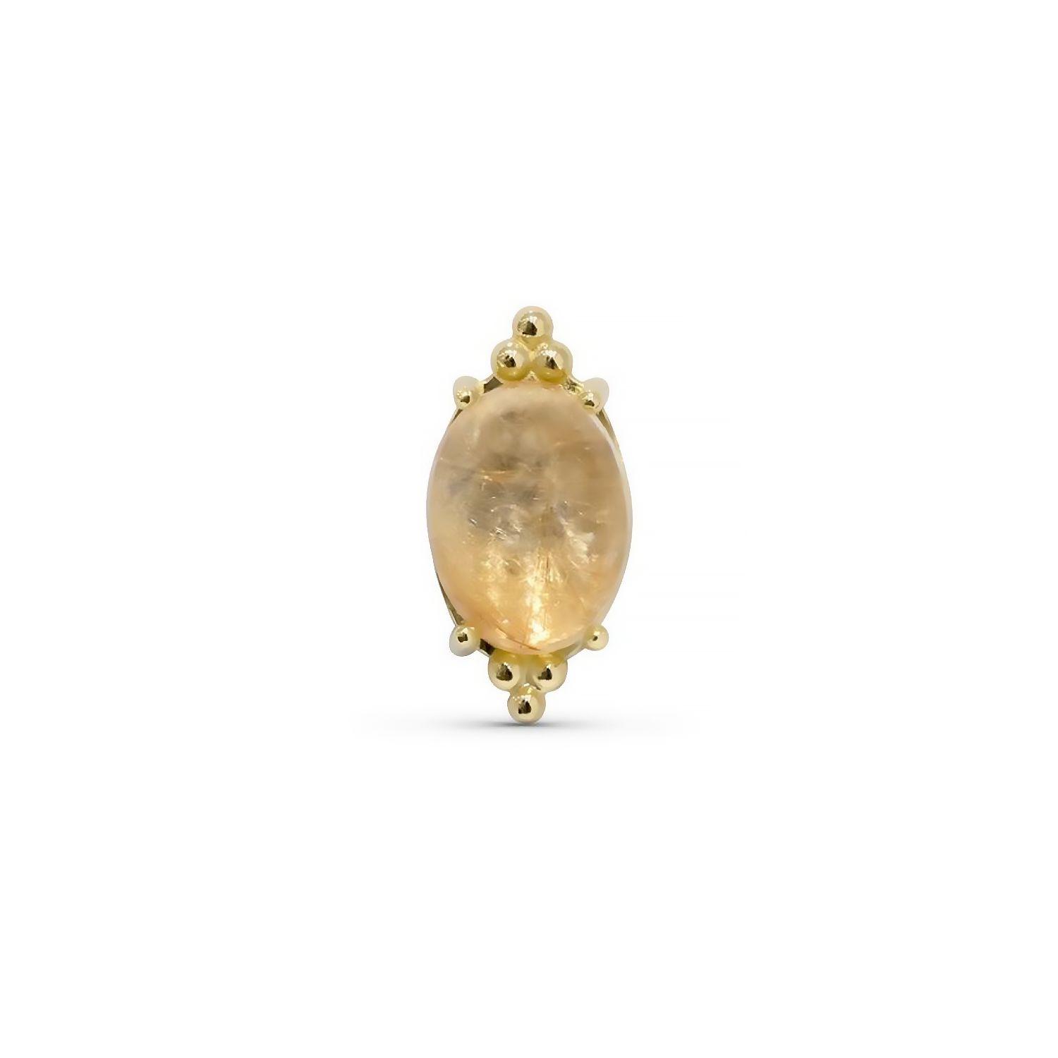 FaraTa, Gold: 18k Yellow, Type: 14g Threaded, Stone: Golden Rutilated Quartz