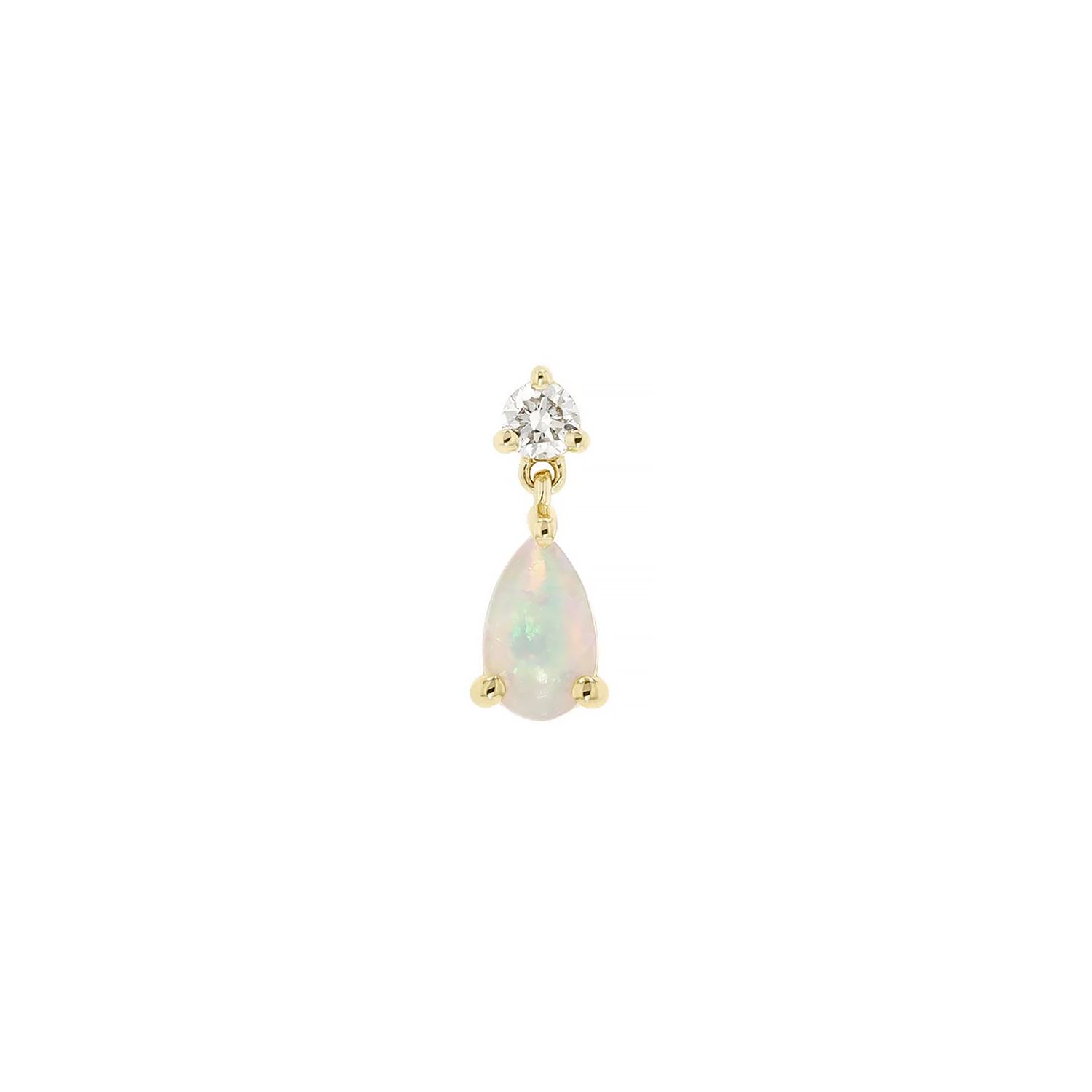 Scarlett, Gold: 14k Yellow, Stone: Diamond with White Opal Dangle