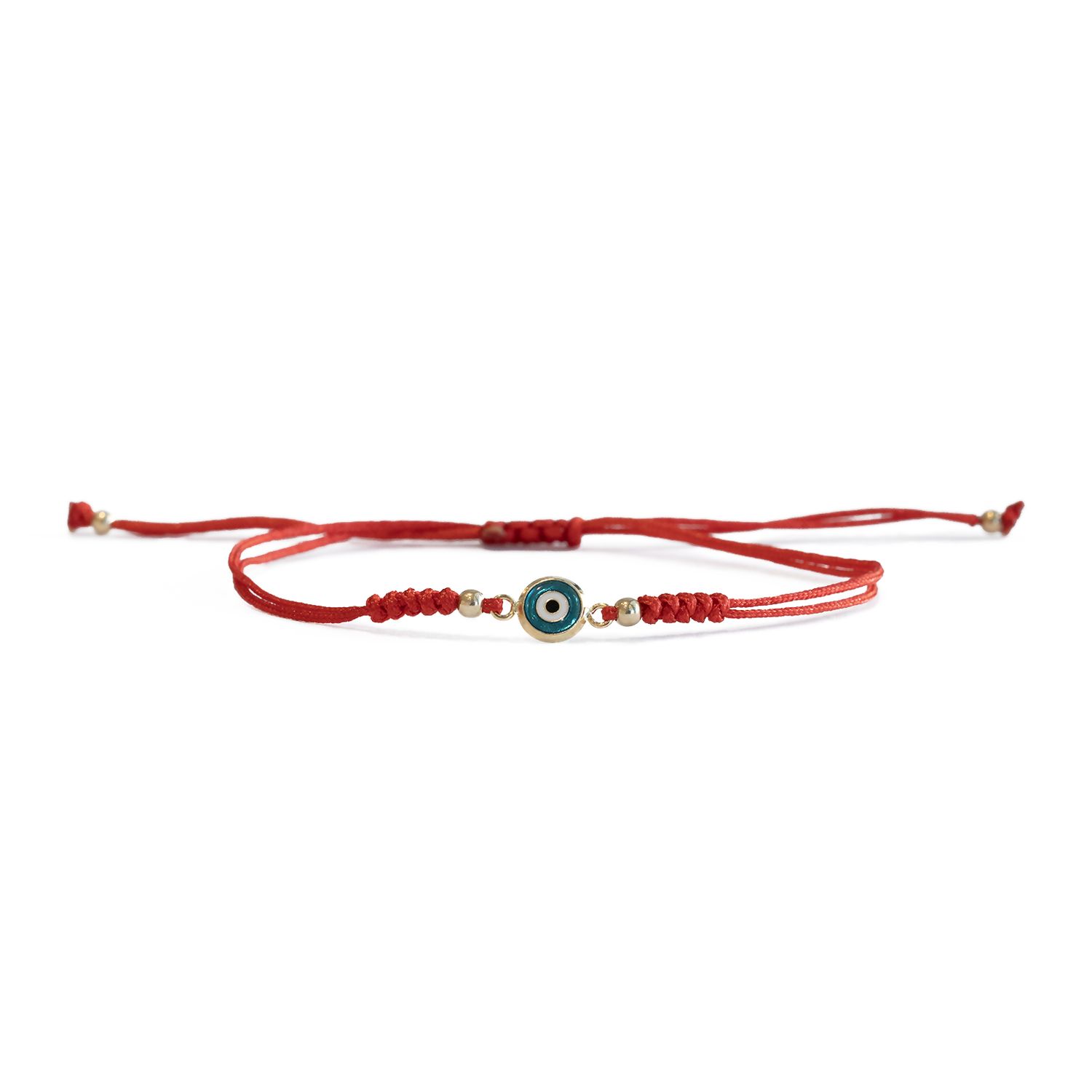 Bracelet of Protection, String: Red, Gold: 14k Yellow, Design: Evil Eye