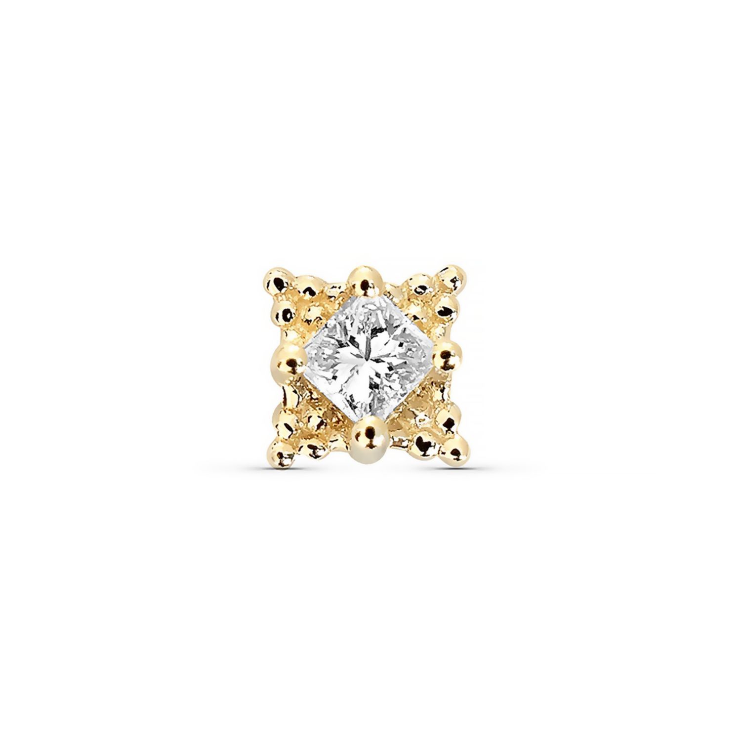 Princess Mini Kandy, Type: Threadless, Gold: 14k Yellow, Stone: VS Diamond