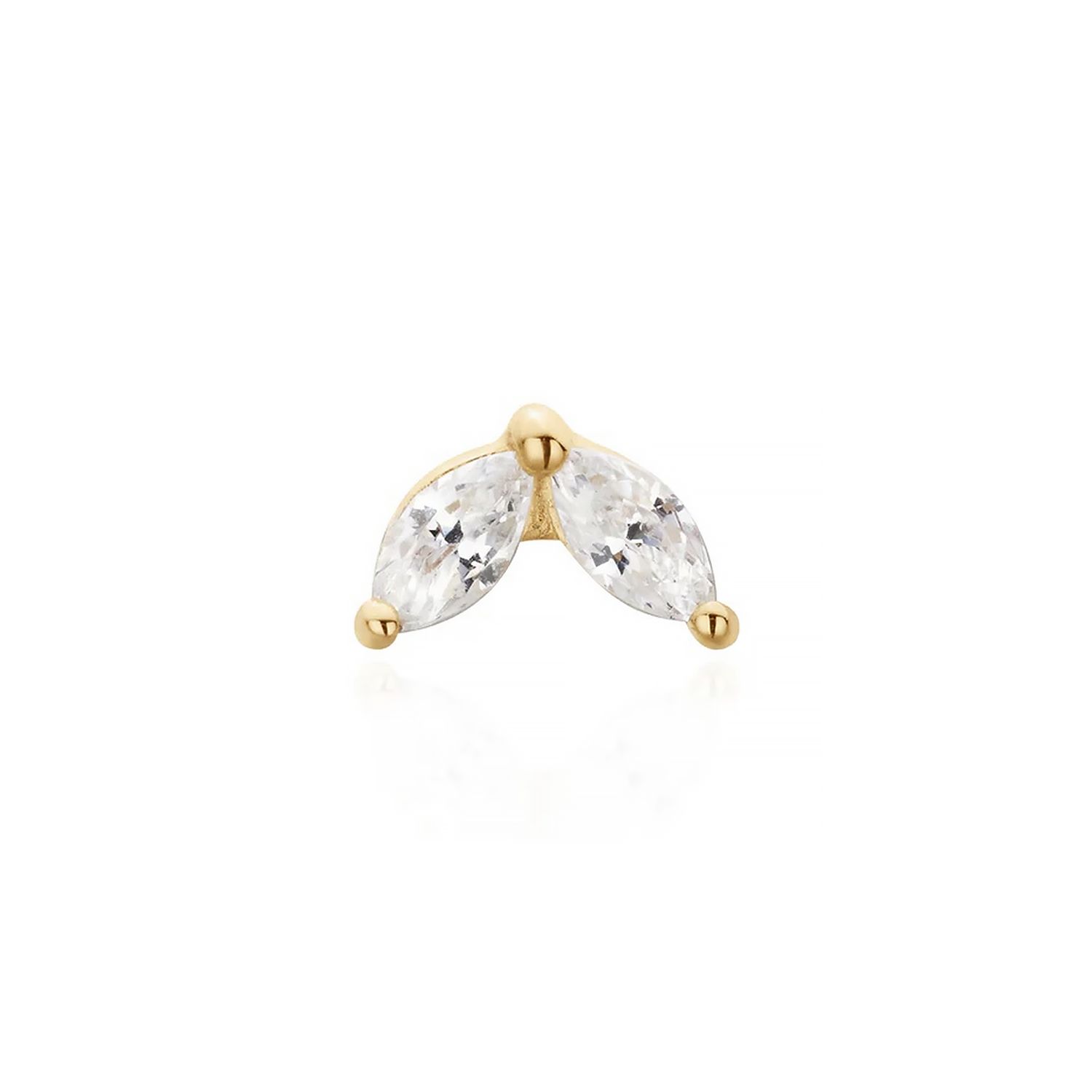 Ellie, Gold: 14k Yellow, Type: Threadless, Stone: Clear Cz