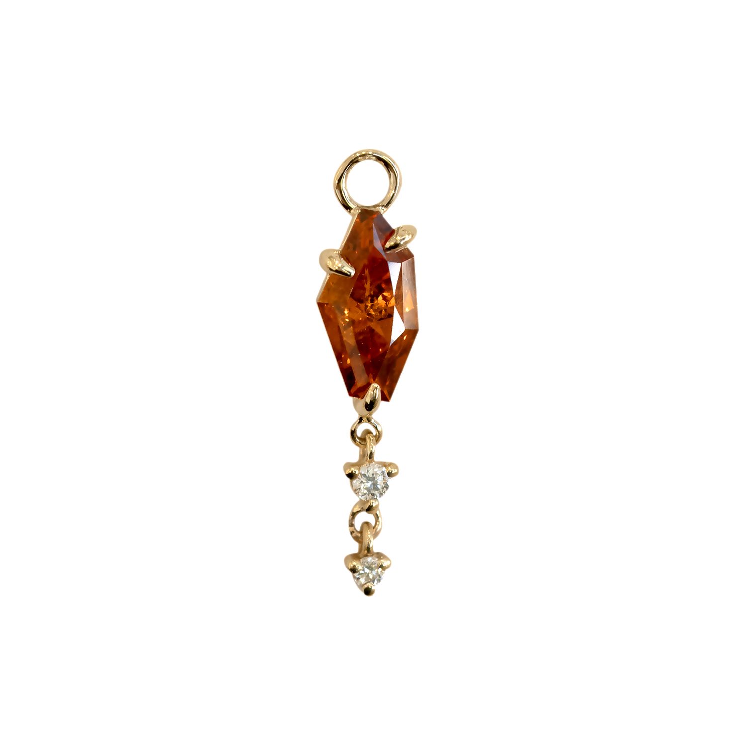 Hessonite Garnet Charm, Gold: 14k Yellow, Stone: Hessonite Garnet, Style: #1
