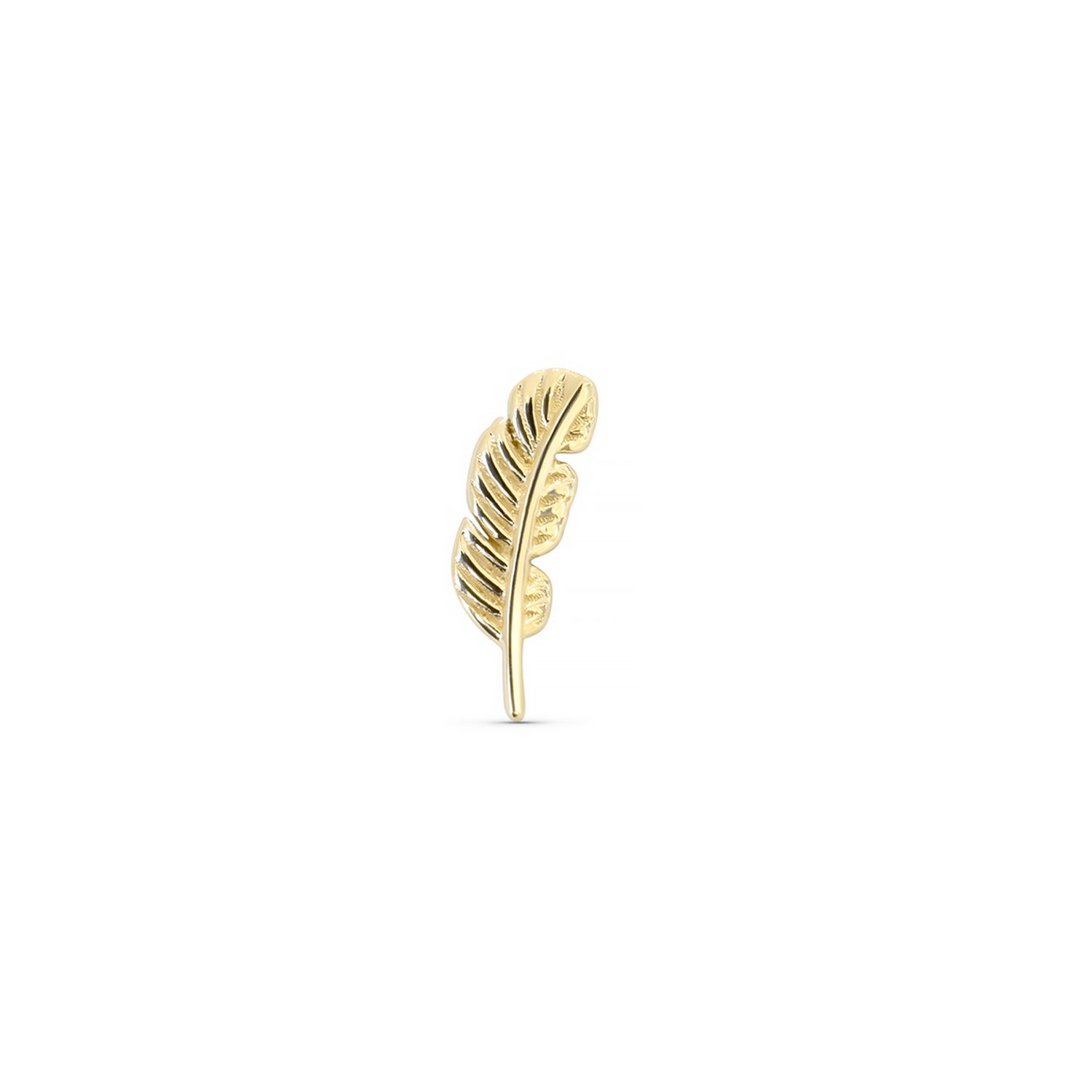 Feather, Gold: 14k Yellow, Orientation: Curved to the Left, Size: 10mm