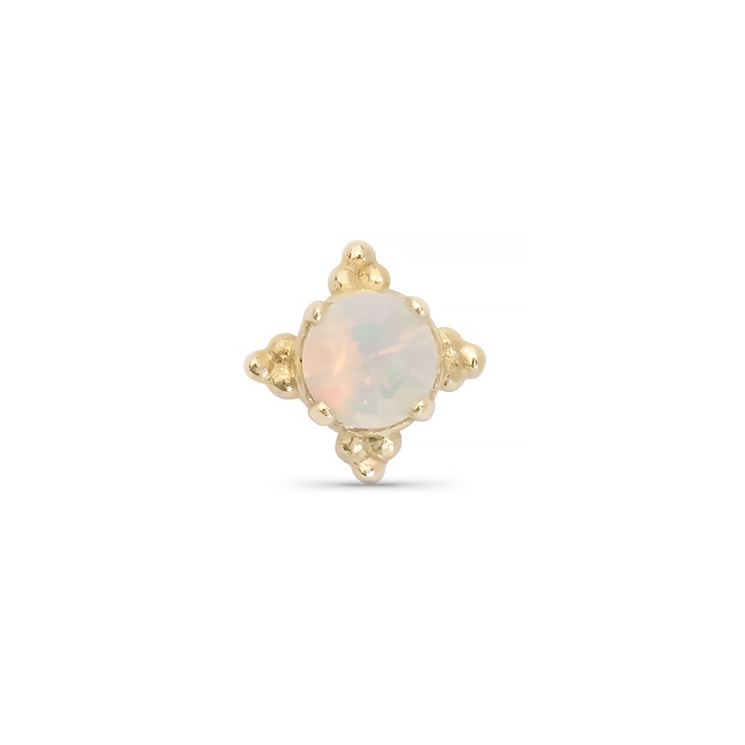 Zia, Gold: 18k Yellow, Size: 2mm, Stone: Snythetic Faceted Opal