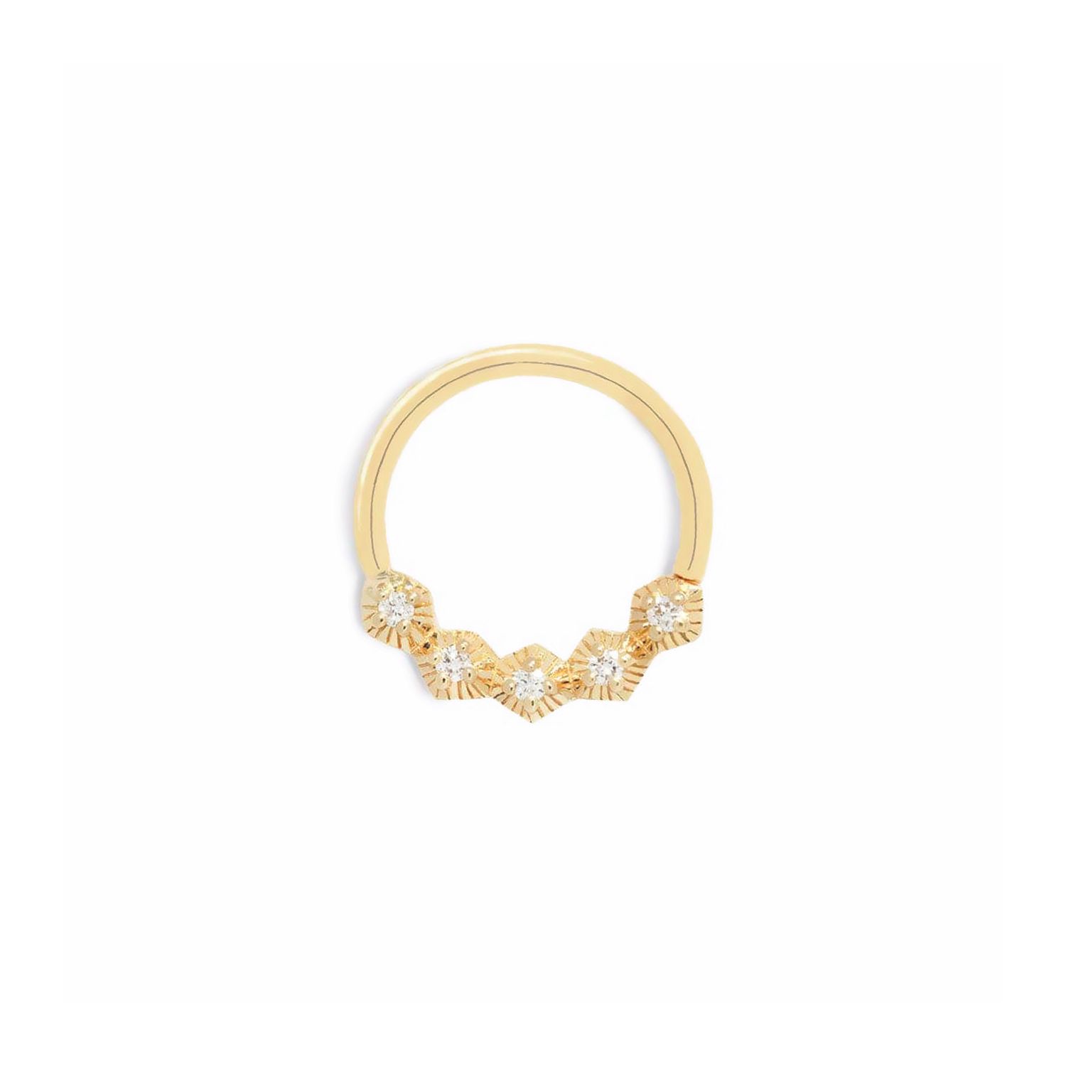Nova Diamond Seam Ring, Gold: 14k Yellow, Gauge &amp; Diameter: 18g | 3/8”, Stone: Diamonds