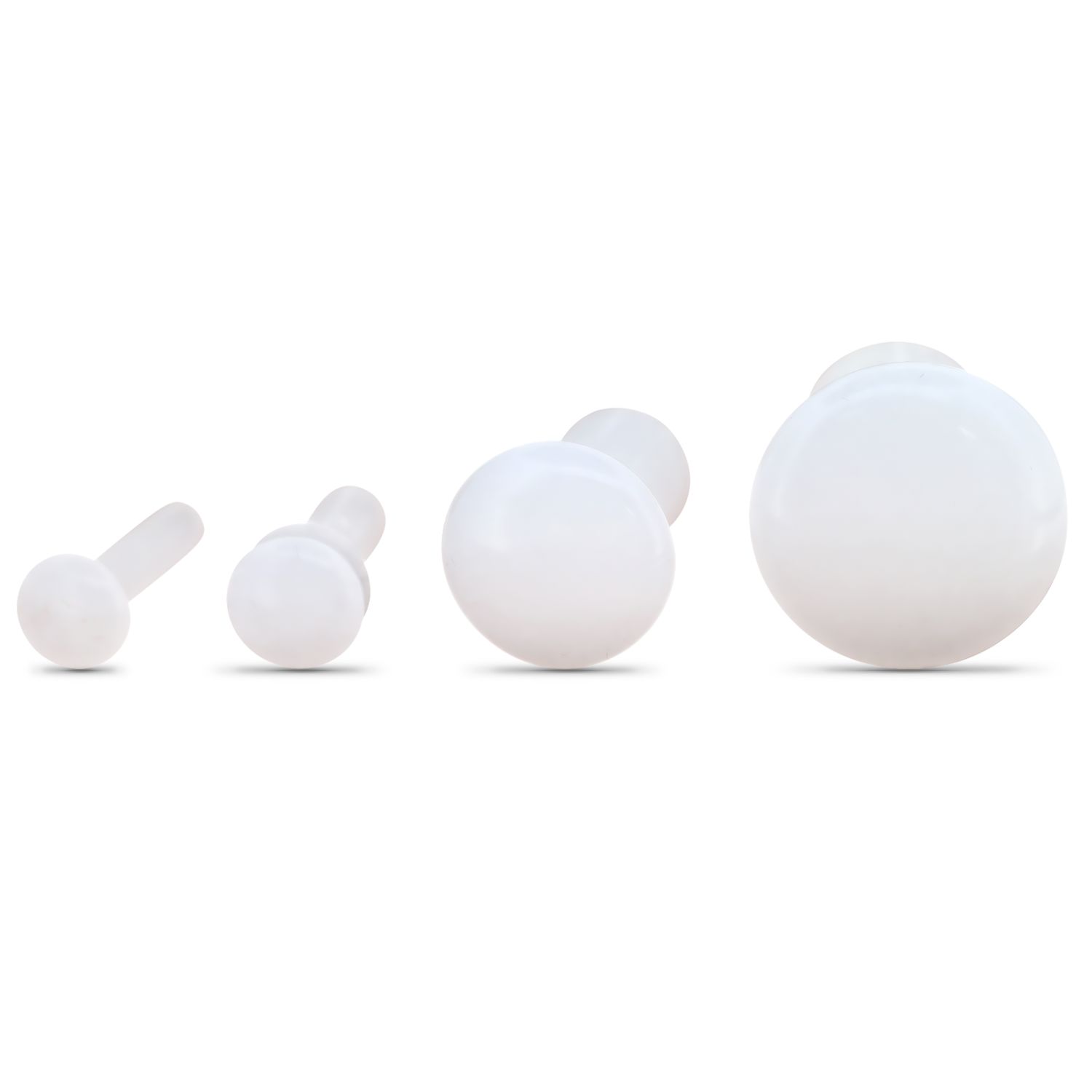 Single Flare Natural Stone Plugs, Stone: White Jade, Gauge: 8g
