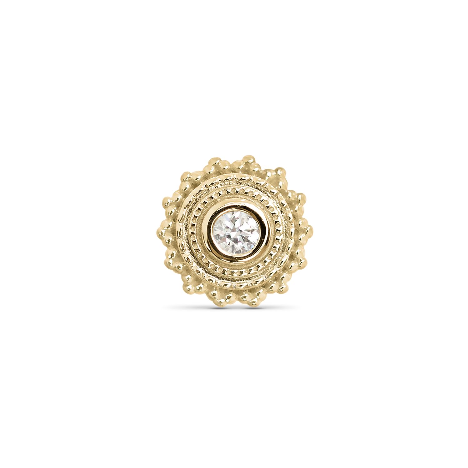 Afghan, Gold: 14k Yellow, Size &amp; Type: 4mm / Threadless, Stone: VS1 Diamond
