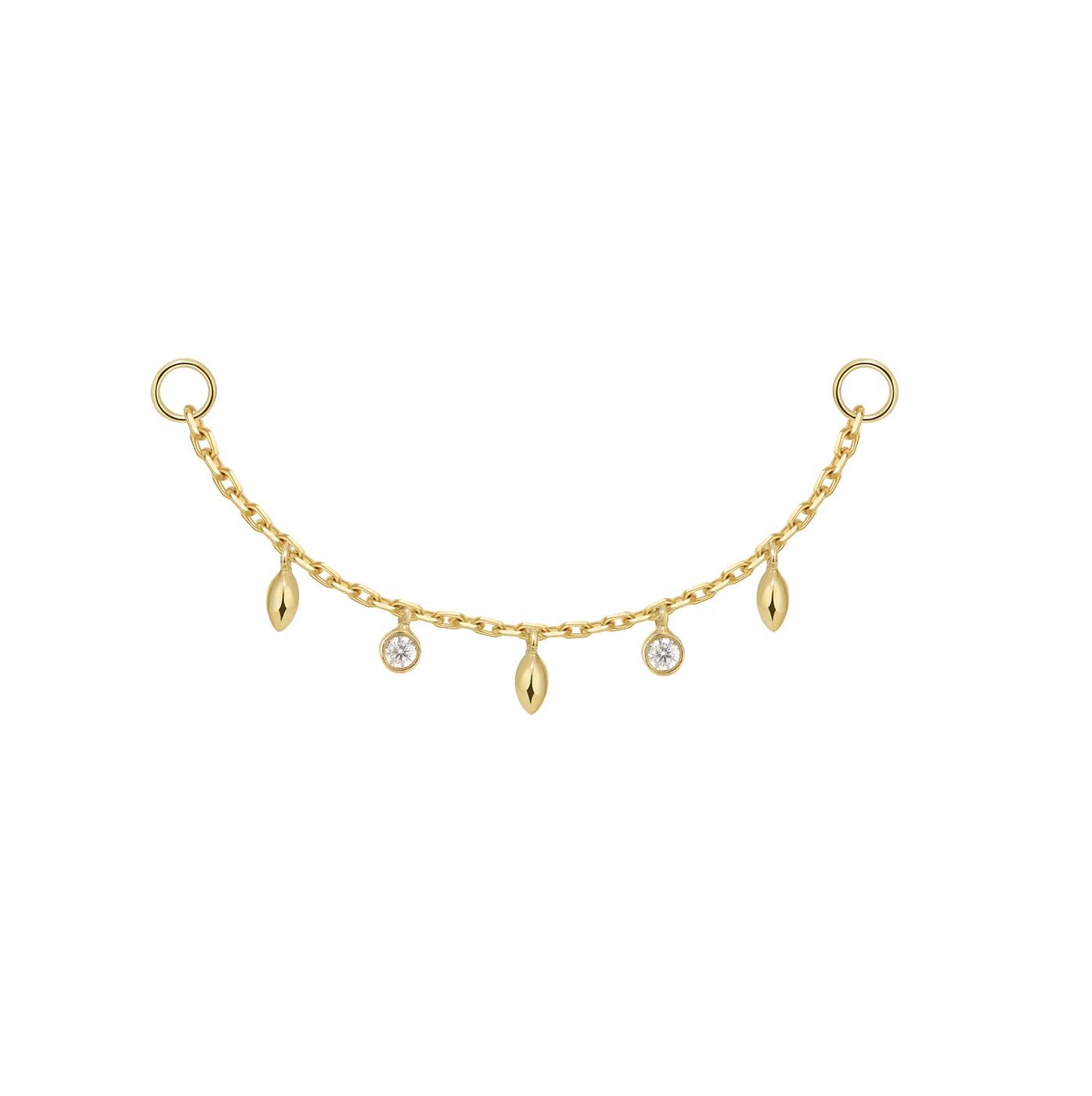 Dripping Diamonds and Marquise Beads Chain, Gold: 14k Yellow, Stone: Diamonds
