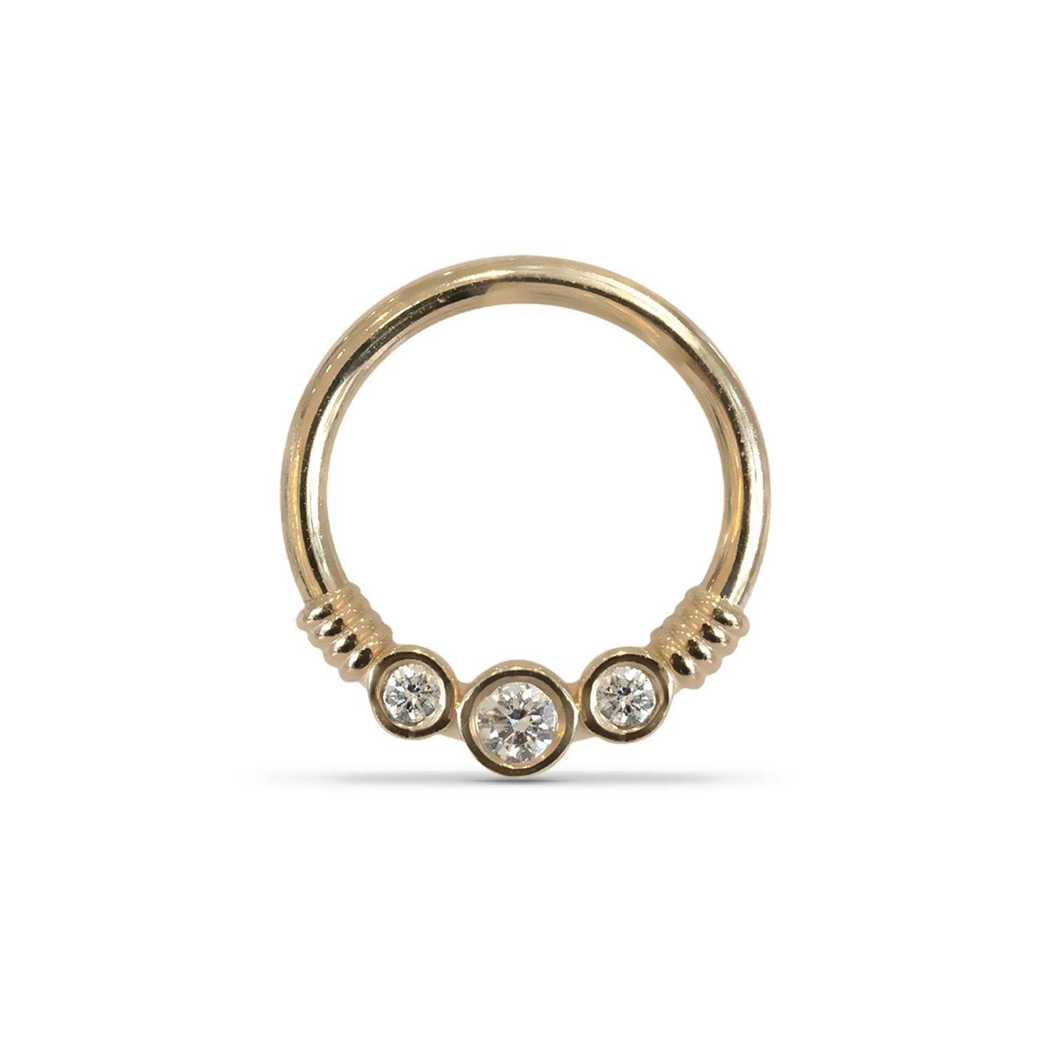 Faraway, Gold: 14k Yellow, Size &amp; Type: 16g | 11/32”, Stone: VS Diamonds