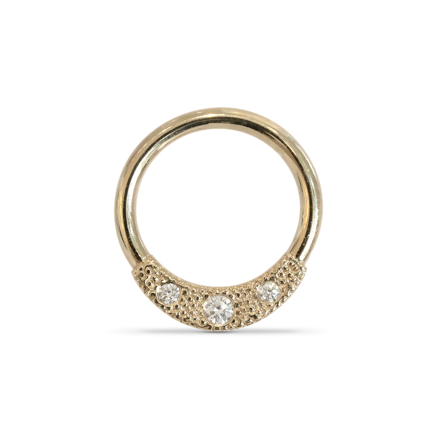 Janna, Gold: 14k Yellow, Size &amp; Type: 16g | 11/32”, Stone: VS Diamonds