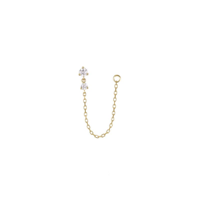 14k yellow gold double Cz threadless end with a chain attached and a jump ring on the other end by Modern Mood